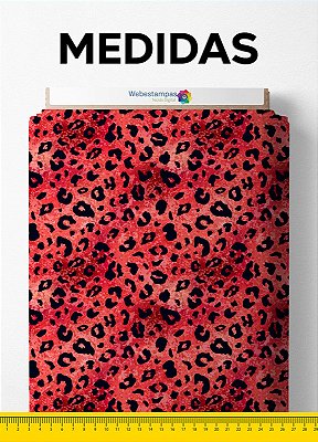 Tecido Micropercal Estampa Digital Onça Pintada Vermelho 1,55m de Largura