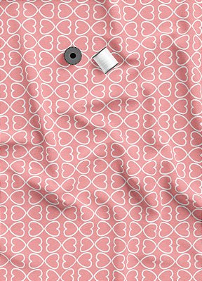 Tecido Helanca Estampa Digital Coração Branco Fundo Rosa 1,55m de Largura