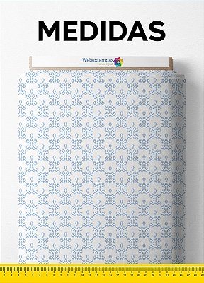 Tecido Helanca Estampa Digital Mini Geometrico Azul e Branco 1,55m de Largura