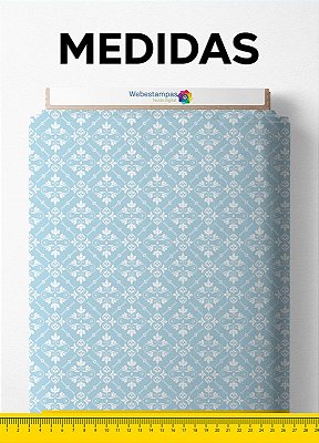 Tecido Oxford Estampa Digital Arabesco Clássico Fundo Azul 1,55m de Largura