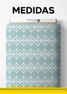 Tecido Oxford Estampa Digital Arabesco Unidos Fundo Azul 1,55m de Largura
