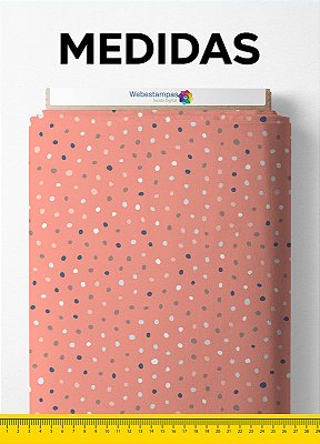Tecido Oxford Estampa Digital Bolinhas Coloridas Fundo Salmão 1,55m de Largura
