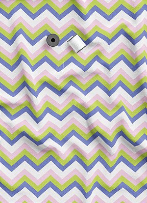 Tecido Oxford Estampa Digital Chevron Verde e Rosa 1,55m de Largura