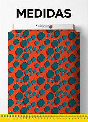 Tecido Oxford Estampa Digital Círculos Fundo Laranja 1,55m de Largura