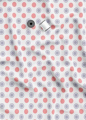 Tecido Oxford Estampa Digital Círculos Roxo e Vermelho 1,55m de Largura