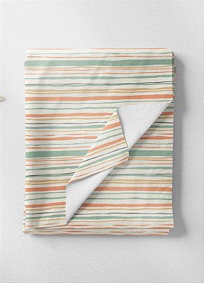 Tecido Oxford Estampa Digital Listrado Verde, Amarelo e Laranja 1,55m de Largura