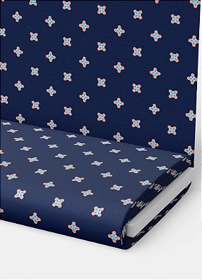 Tecido Oxford Estampa Digital Mini Poa Geometrico Fundo Marinho 1,55m de Largura