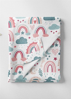 Tecido Oxford Estampa Digital Arco-Íris e Nuvens 1,55m de Largura