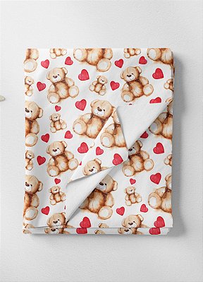 Tecido Oxford Estampa Digital Ursinho Apaixonado 1,55m de Largura