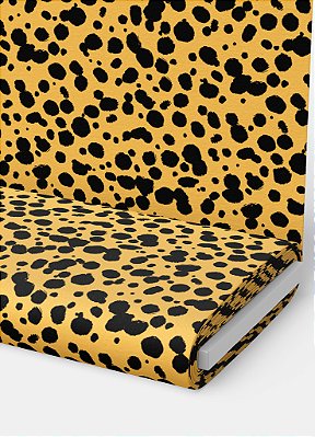 Tecido Oxford Estampa Digital Onça Pintas Pretas Fundo Amarelo 1,55m de Largura