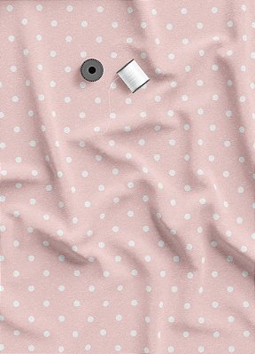 Tecido Tactel Estampa Digital Poa Branco Fundo Rosa 1,55m de Largura