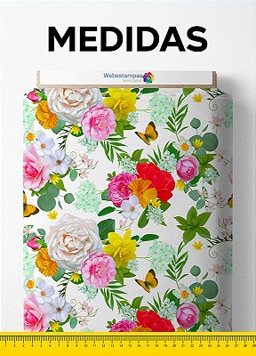 Tecido Velboa Estampa Digital Floral 18 com 1,55m de Largura