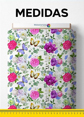 Tecido Veludo Suede Estampa Digital Floral 19 com 1,40m de Largura