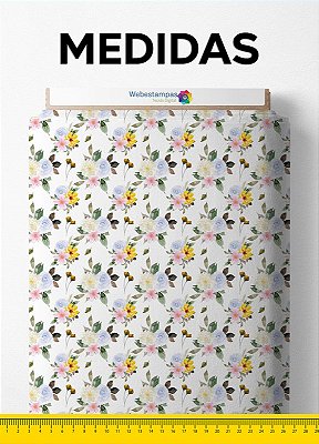 Tecido Veludo Suede Estampa Digital Floral 199 com 1,40m de Largura