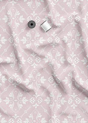 Tecido Veludo Suede Estampa Digital Arabesco Clássico Fundo Rosa 1,40m de Largura
