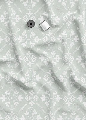 Tecido Veludo Suede Estampa Digital Arabesco Clássico Fundo Verde 1,40m de Largura