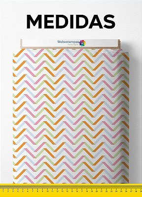 Tecido Veludo Suede Estampa Digital Chevron Grifado Colorido 1,40m de Largura
