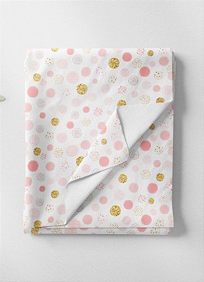 Tecido Veludo Suede Estampa Digital Círculos Rosa e Amarelo 1,40m de Largura