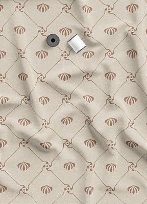 Tecido Veludo Suede Estampa Digital Conchas Marrom Fundo Palha 1,40m de Largura