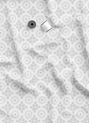 Tecido Veludo Suede Estampa Digital Geometrico Cinza Fundo Branco 1,40m de Largura