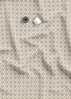 Tecido Veludo Suede Estampa Digital Triângulos Palha e Bege 1,40m de Largura