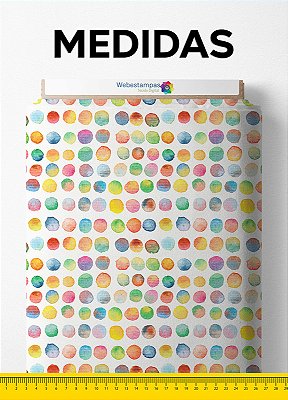 Tecido Tricoline Misto Estampa Digital Bolinhas em Aquarela 1,50m de Largura