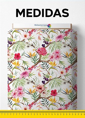 Tecido Tricoline Estampa Digital Floral 10 com 1,50m de Largura