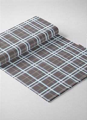Tecido Micropercal Estampa Digital Xadrez Marrom e Azul 1,55 de Largura