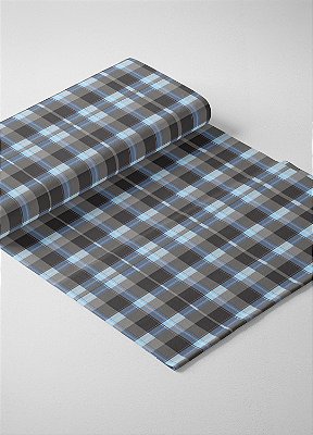 Tecido Oxford Estampa Digital Xadrez Azul e Marrom 1,55m de Largura