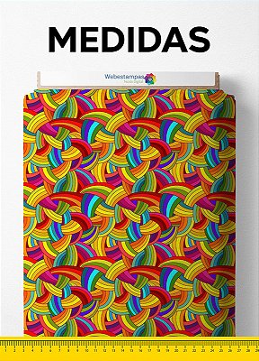 Tecido Oxford Estampa Digital Laços Coloridos 1,55m de Largura