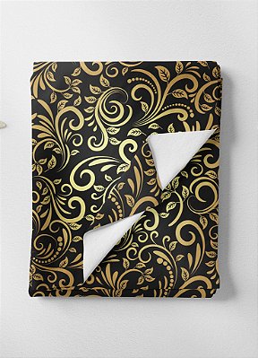 Tecido Veludo Suede Estampa Digital Arabesco Dourado Degradê 1,40m de Largura
