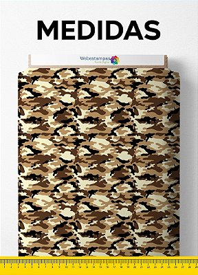 Tecido Micropercal Estampa Digital Camuflada Bege e Preto 1,55m de Largura