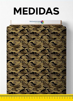 Tecido Micropercal Estampa Digital Camuflada Bege, Marrom e Preto 1,55m de Largura