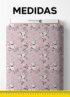 Tecido Micropercal Estampa Digital Floral Fundo Rosa 1,55m de Largura