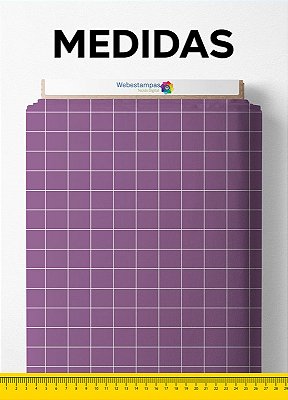 Tecido Micropercal Estampa Digital Quadriculado com Roxo 1,55m de Largura