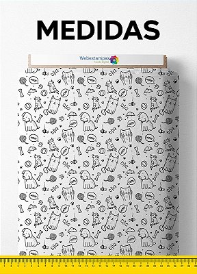 Tecido Micropercal Estampa Digital Dog Y Cat 1,55m de Largura