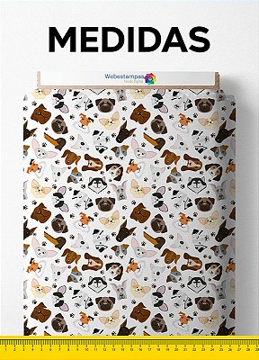 Tecido Micropercal Estampa Digital Filhotes de Cachorro 1,55m de Largura
