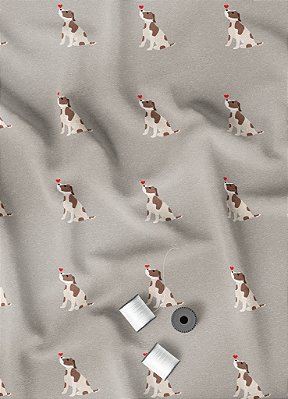 Tecido Micropercal Estampa Digital Love Dog 1,55m de Largura