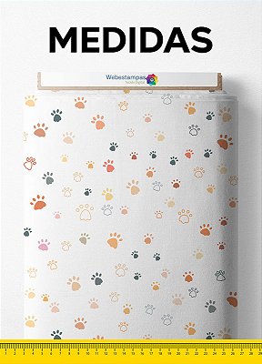 Tecido Micropercal Estampa Digital Patinha de Cachorro 1,55m de Largura