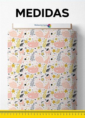 Tecido Micropercal Estampa Digital Sweet Fox 1,55m de Largura