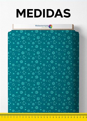 Tecido Micropercal Estampa Digital Floral Azul Turquesa 1,55m de Largura