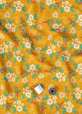 Tecido Micropercal Estampa Digital Floral Branco e Verde 1,55m de Largura