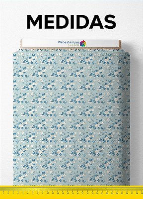 Tecido Micropercal Estampa Digital Floral Marinho e Azul 1,55m de Largura