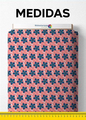 Tecido Micropercal Estampa Digital Floral Marinho e Rosa 1,55m de Largura