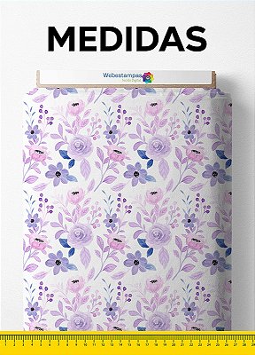 Tecido Micropercal Estampa Digital Flores Rosa e Lilas 1,55m de Largura