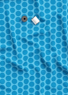 Tecido Micropercal Estampa Digital Bolinhas Tons De Azul 1,55m de Largura