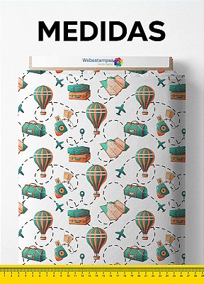 Tecido Micropercal Estampa Digital Viajando de Balão 1,55m de Largura