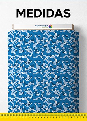 Tecido Micropercal Estampa Digital Camuflado Ciano 1,55m de Largura