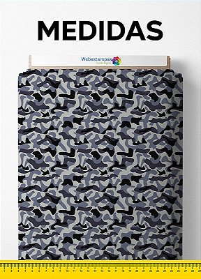 Tecido Micropercal Estampa Digital Camuflado Cinza e Preto 1,55m de Largura