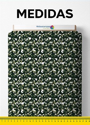 Tecido Micropercal Estampa Digital Camuflado Pixel Militar 1,55m de Largura